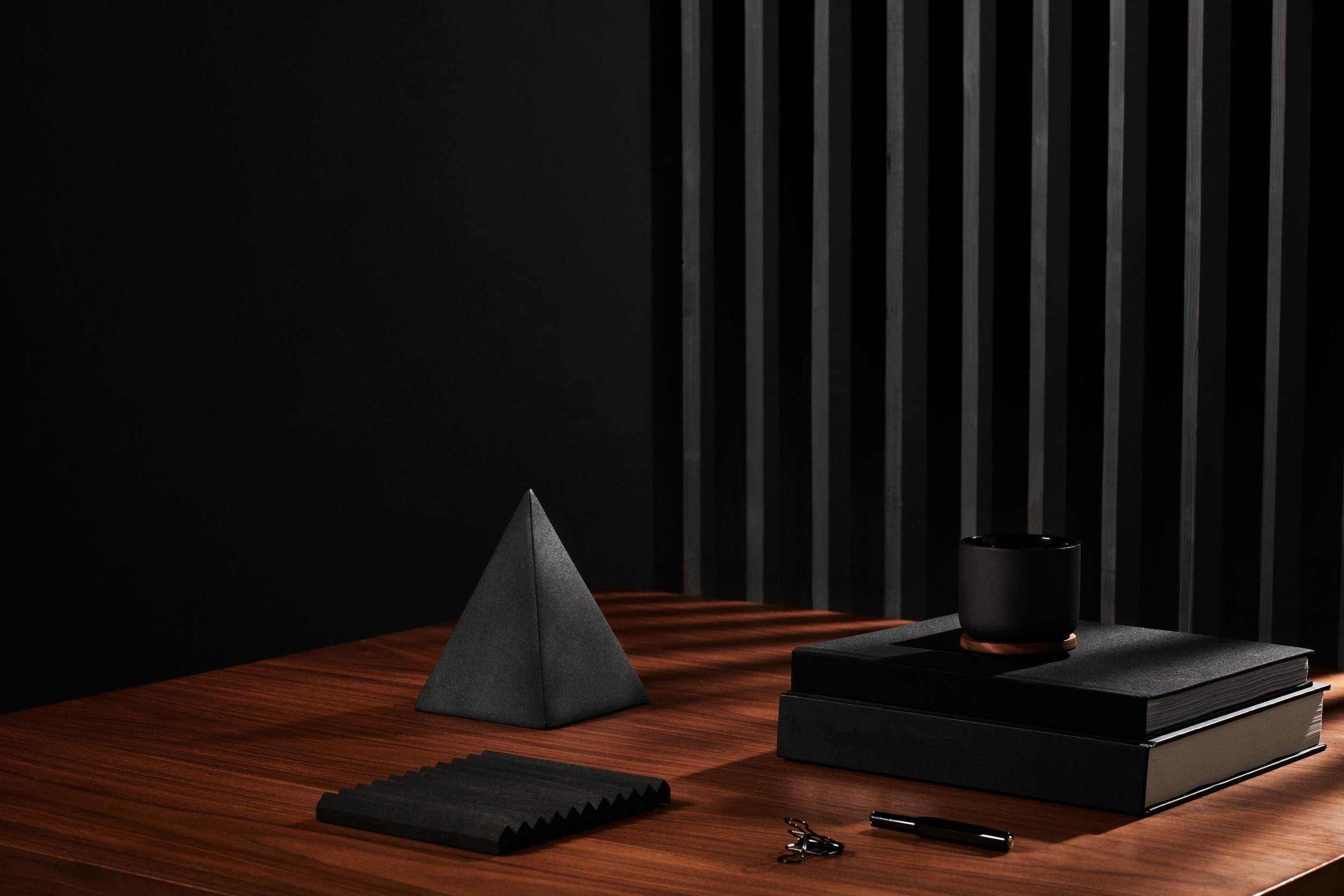 Geometric shapes on wooden surface
